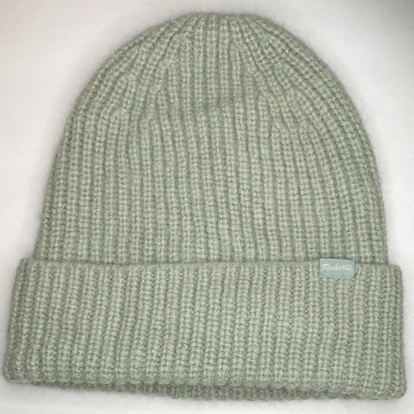 Madewell Accessories - Madewell Light Sage Green Alpaca-Blend Cuffed Knit Beanie in Forgotten Landscape